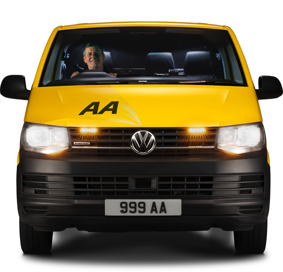 A yellow AA van with a Patrol driving.